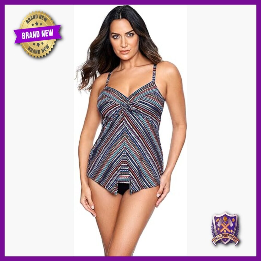 Size 14 Slimming Tankini Top with Underwire Bra Sweetheart Neckline